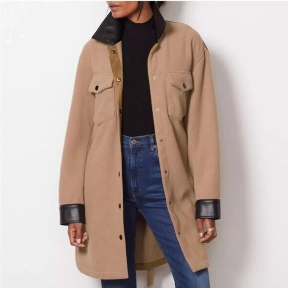 Lamarque Evereve Sesame Brown Zosia Belted Shacket NWT $220 Size M - Picture 3 of 8